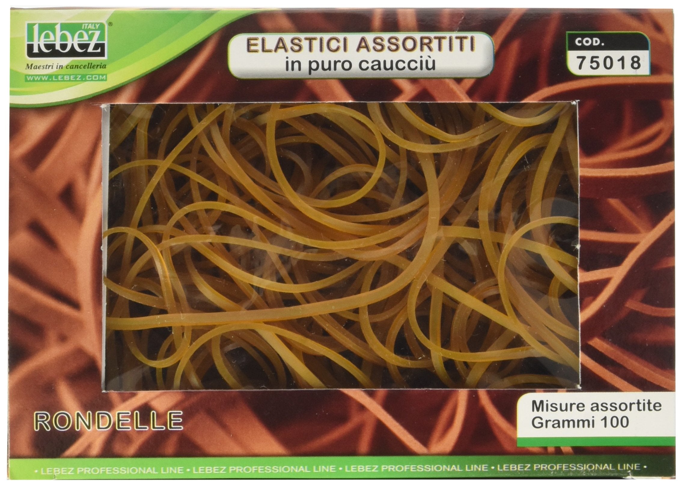 Lebez 75018 Rubber Bands in Assorted Sizes 100 g Box