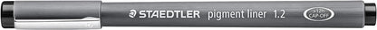 STAEDTLER 308 12-9 Pigment Liner Fineliner Pen for Writing & Technical Drawing - Black, 1.2mm (Box of 10) 1.2mm Black