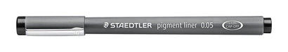 STAEDTLER 308 005-9 Pigment Liner Fineliner Pen for Writing & Technical Drawing - Black, 0.05mm (Box of 10