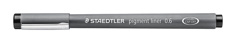 STAEDTLER 308 06-9 Pigment Liner Fineliner Pen for Writing & Technical Drawing - Black, 0.6mm (Box of 10