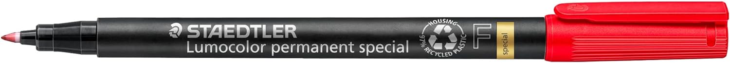 Staedtler Staedtler Lumocolor Marker 319 °F-2 Special Fine Tip 0.6 mm Pack of 10 Permanent Red in Cardboard Case