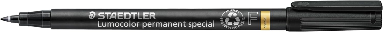 STAEDTLER 319 F-9 Lumocolor Special Permanent Marker, Medium 1.0mm - Black (Pack of 10