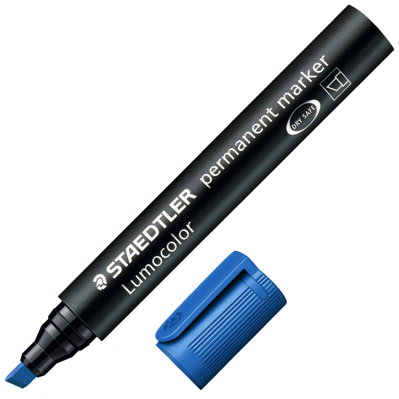 Staedtler Lumocolor Permanent Marker 350-3 Chisel Tip - Blue (Pack of 10