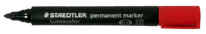 STAEDTLER Lumocolor Bullet Tip Permanent Marker, Red, Pack of 10