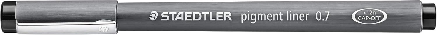 STAEDTLER 308 07-9 Pigment Liner Fineliner Pen for Writing & Technical Drawing - Black, 0.7mm (Box of 10