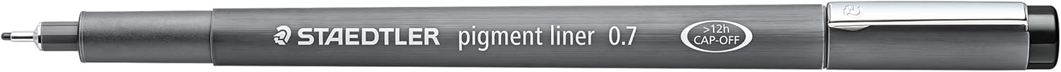 STAEDTLER 308 07-9 Pigment Liner Fineliner Pen for Writing & Technical Drawing - Black, 0.7mm (Box of 10