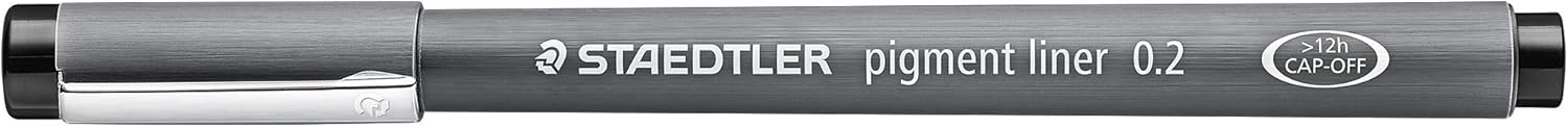 STAEDTLER 308 02-9 Pigment Liner Fineliner Pen for Writing & Technical Drawing - Black, 0.2mm (Box of 10
