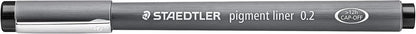 STAEDTLER 308 02-9 Pigment Liner Fineliner Pen for Writing & Technical Drawing - Black, 0.2mm (Box of 10