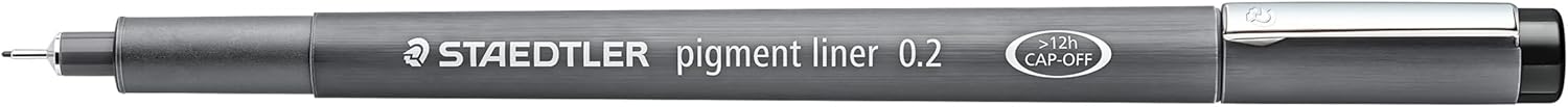 STAEDTLER 308 02-9 Pigment Liner Fineliner Pen for Writing & Technical Drawing - Black, 0.2mm (Box of 10
