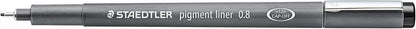 STAEDTLER 308 08-9 Pigment Liner Fineliner Pen for Writing & Technical Drawing - Black, 0.8mm (Box of 10
