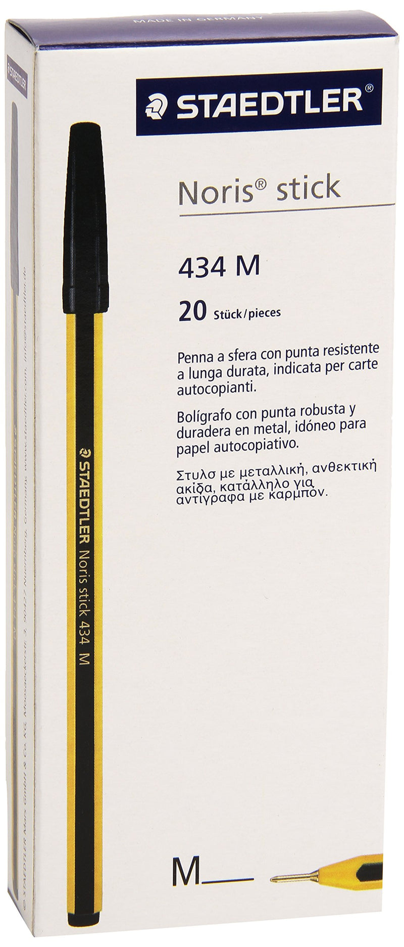 Staedtler Noris stick 434 - Caja de bolígrafos (20 unidades), color negro