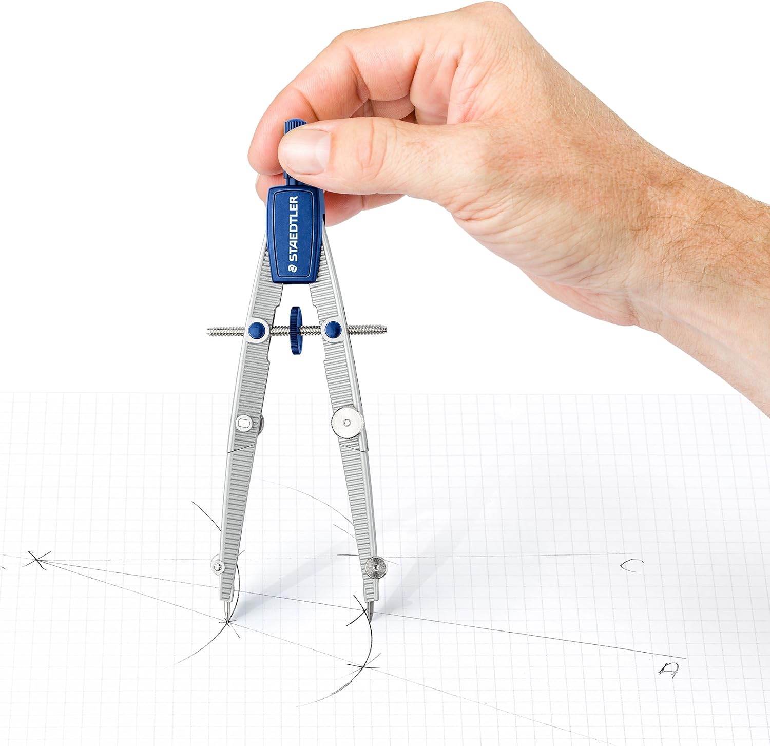 STAEDTLER 550 02 Noris School Compass with Centre Wheel, Extension Bar, Universal Adapter and Lead Box (350 mm Diameter
