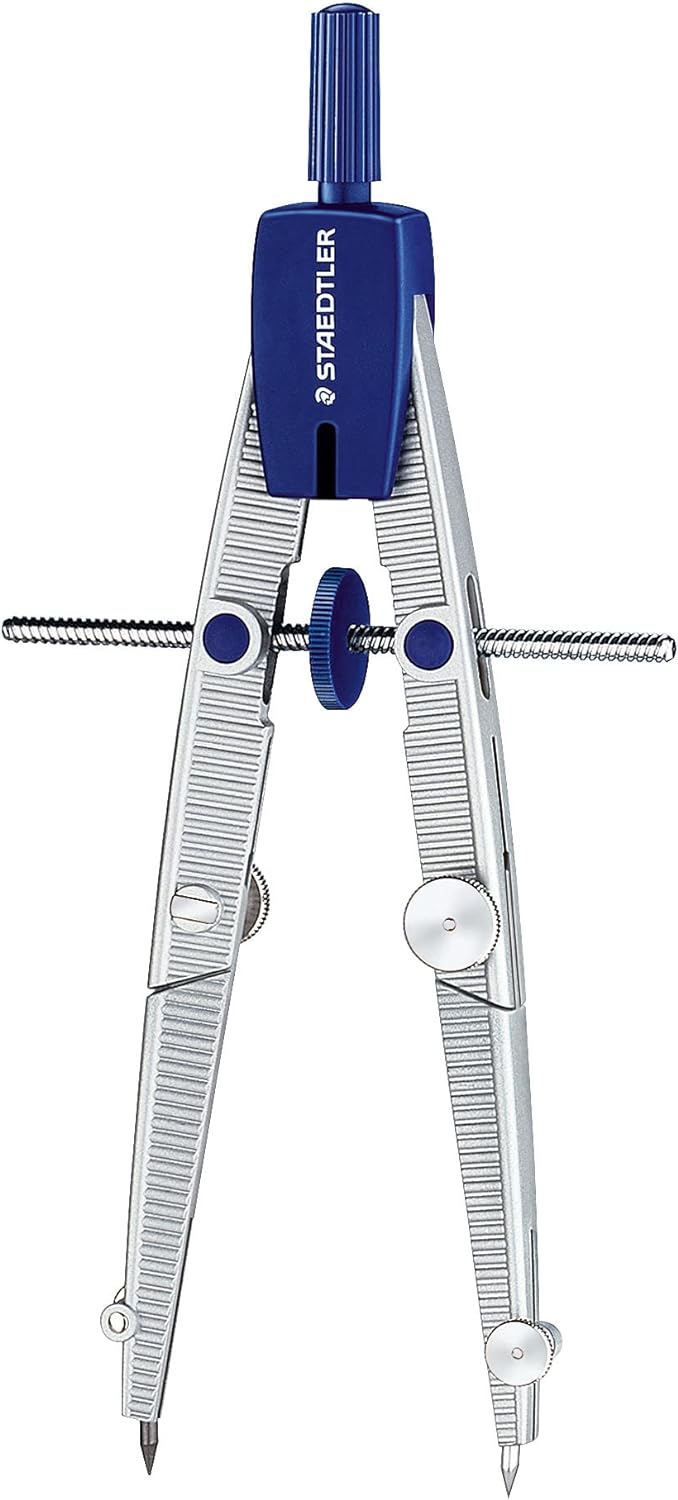 STAEDTLER 550 02 Noris School Compass with Centre Wheel, Extension Bar, Universal Adapter and Lead Box (350 mm Diameter