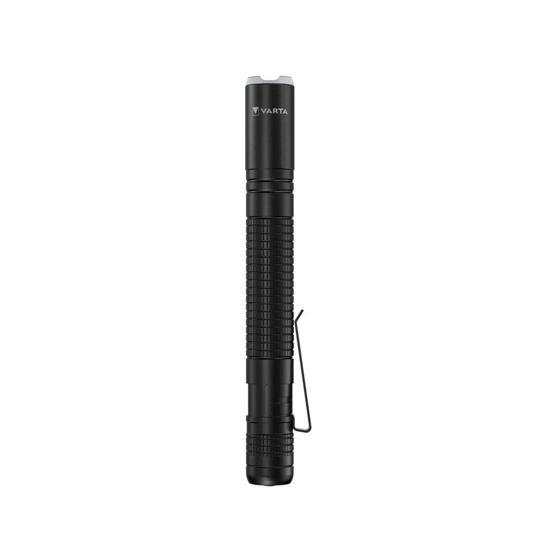 VARTA Aluminium F10 Pro LED Flashlight (incl. 2X Longlife Power AAA Batteries for everyday-use, 150 lumens, shock proof, 3 years guarantee) black for household, camping, outdoor