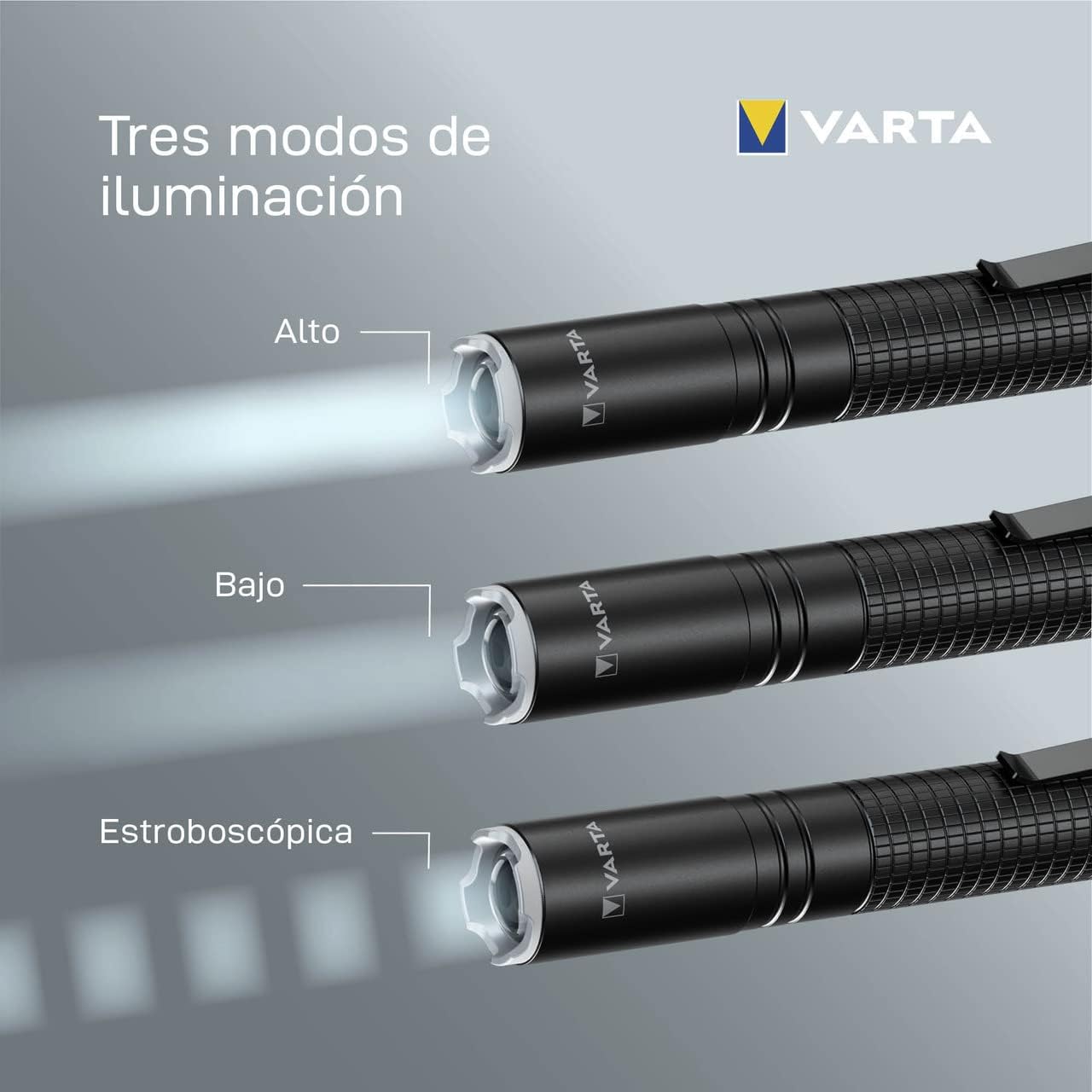 VARTA Aluminium F10 Pro LED Flashlight (incl. 2X Longlife Power AAA Batteries for everyday-use, 150 lumens, shock proof, 3 years guarantee) black for household, camping, outdoor