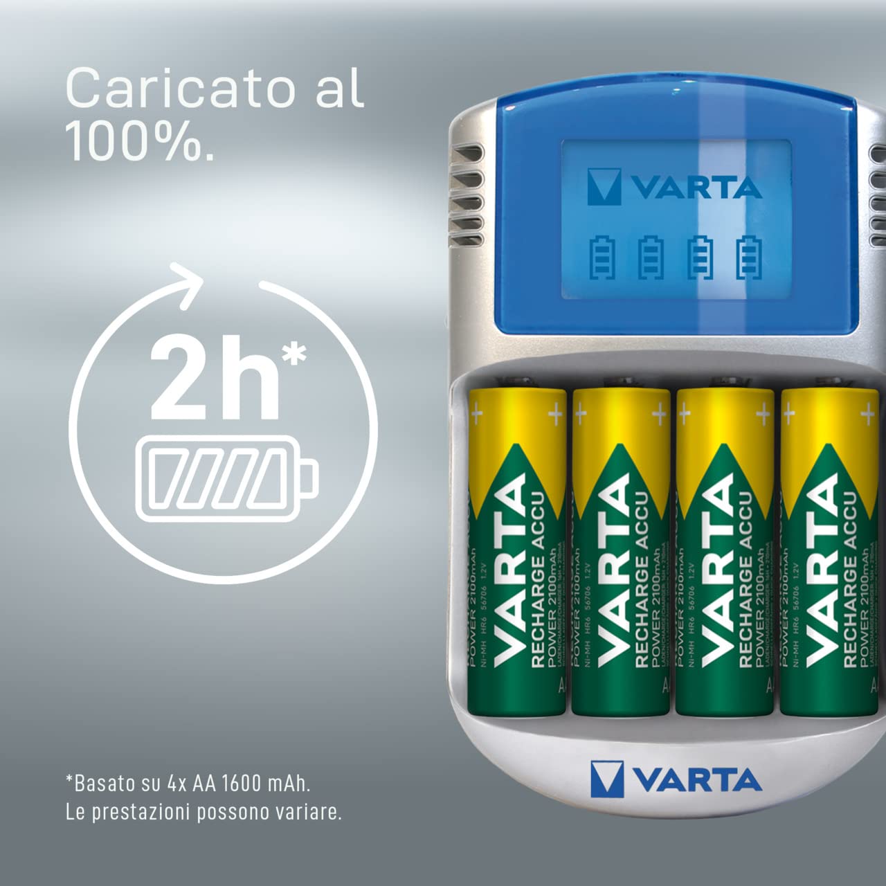 VARTA Power Play LCD Charger - Batterieladegerät 4xAA/AAA -INKL. 12V Adapter + USB Adapter