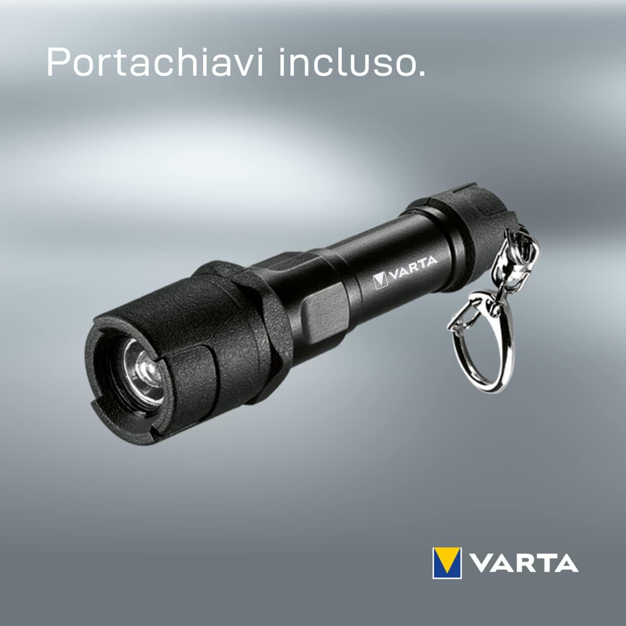 VARTA (incl. 1X AAA Longlife Power Batteries, Key Ring, scratchproof and Splash-Proof housing), ABS, Black/Silver