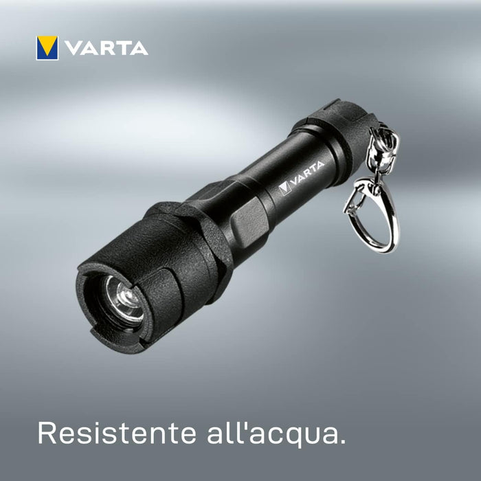 VARTA (incl. 1X AAA Longlife Power Batteries, Key Ring, scratchproof and Splash-Proof housing), ABS, Black/Silver