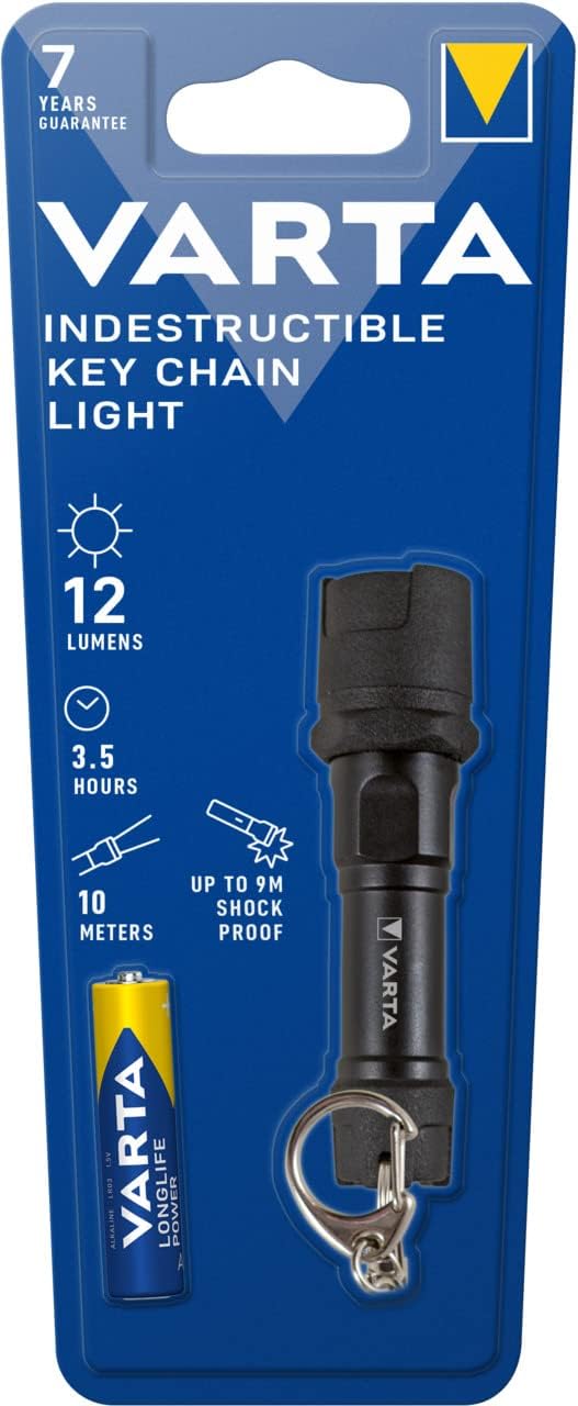 VARTA (incl. 1X AAA Longlife Power Batteries, Key Ring, scratchproof and Splash-Proof housing), ABS, Black/Silver