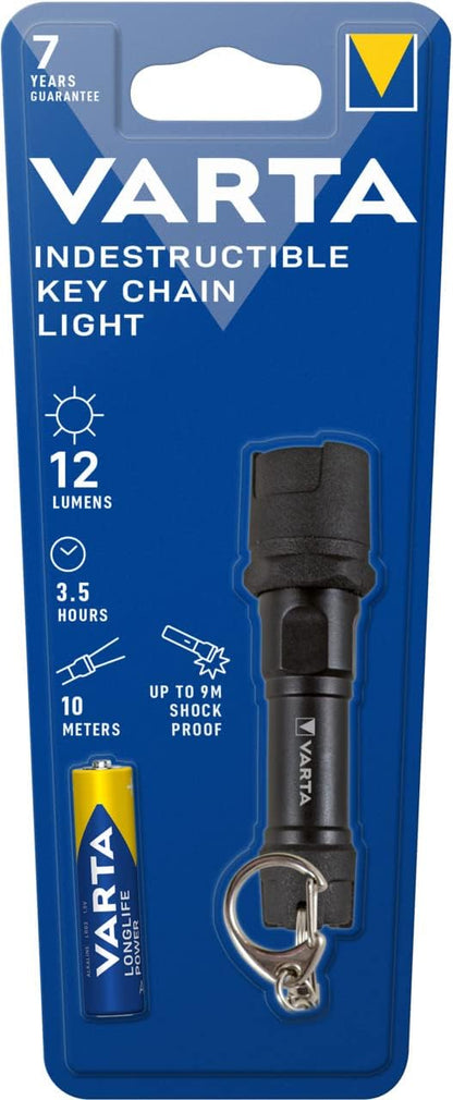 VARTA (incl. 1X AAA Longlife Power Batteries, Key Ring, scratchproof and Splash-Proof housing), ABS, Black/Silver