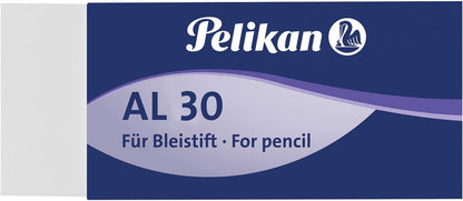Pelikan Erasers, AL 30, White Eraser, for Graphite Pencils, Technical and Artistic Design, Suitable for Children, Pack of 30, Size 43x17x12 mm