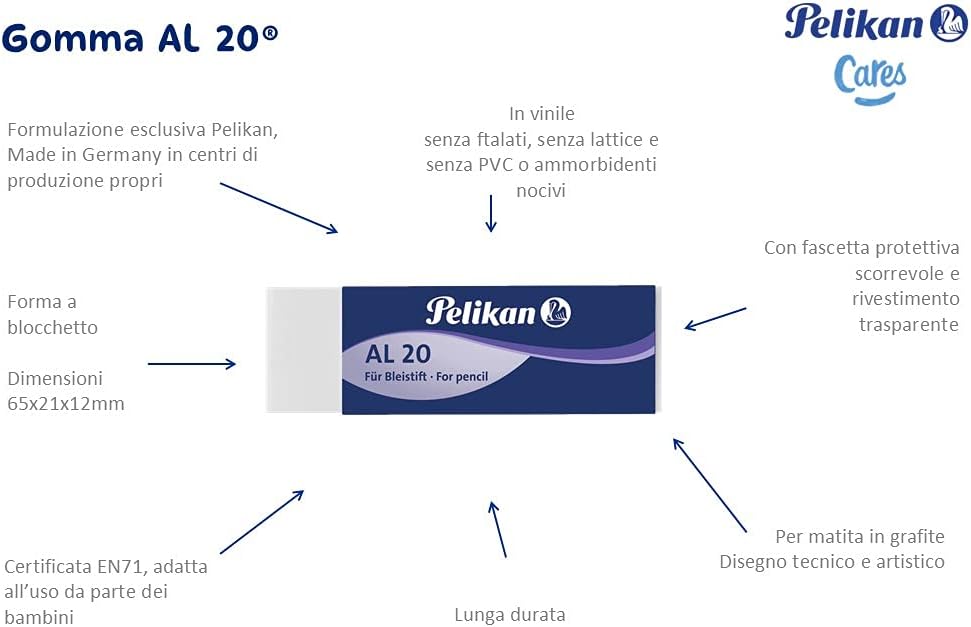 Pelikan 0ARD51-Plastic/Rubber To 20 White for Pencil Box 20