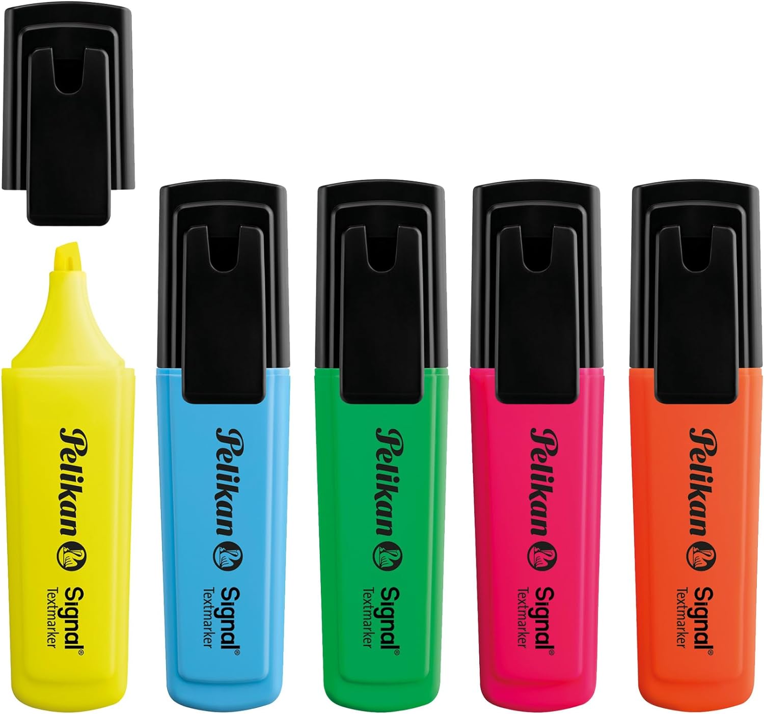 Pelikan Evidenziatori, Signal, Giallo, Confezione Risparmio da 10 Pezzi, Cappuccio con Clip, Prodotto in Germania, 1 unità (Confezione da 10