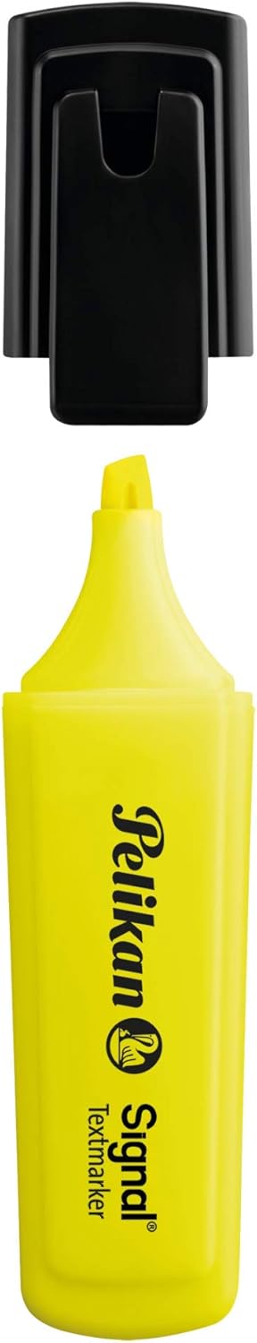 Pelikan Evidenziatori, Signal, Giallo, Confezione Risparmio da 10 Pezzi, Cappuccio con Clip, Prodotto in Germania, 1 unità (Confezione da 10