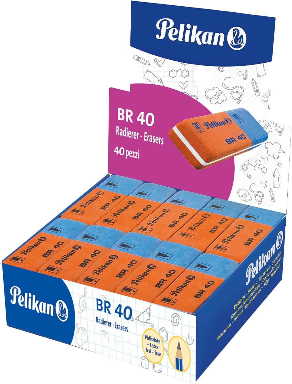 Pelikan BR40 Rubber Erasers - Box of 40