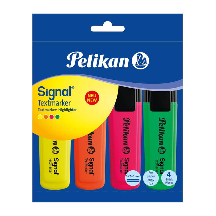 Pelikan Signal Highlighter, Blue, Assorted Colours, 4 Pieces in Polybag