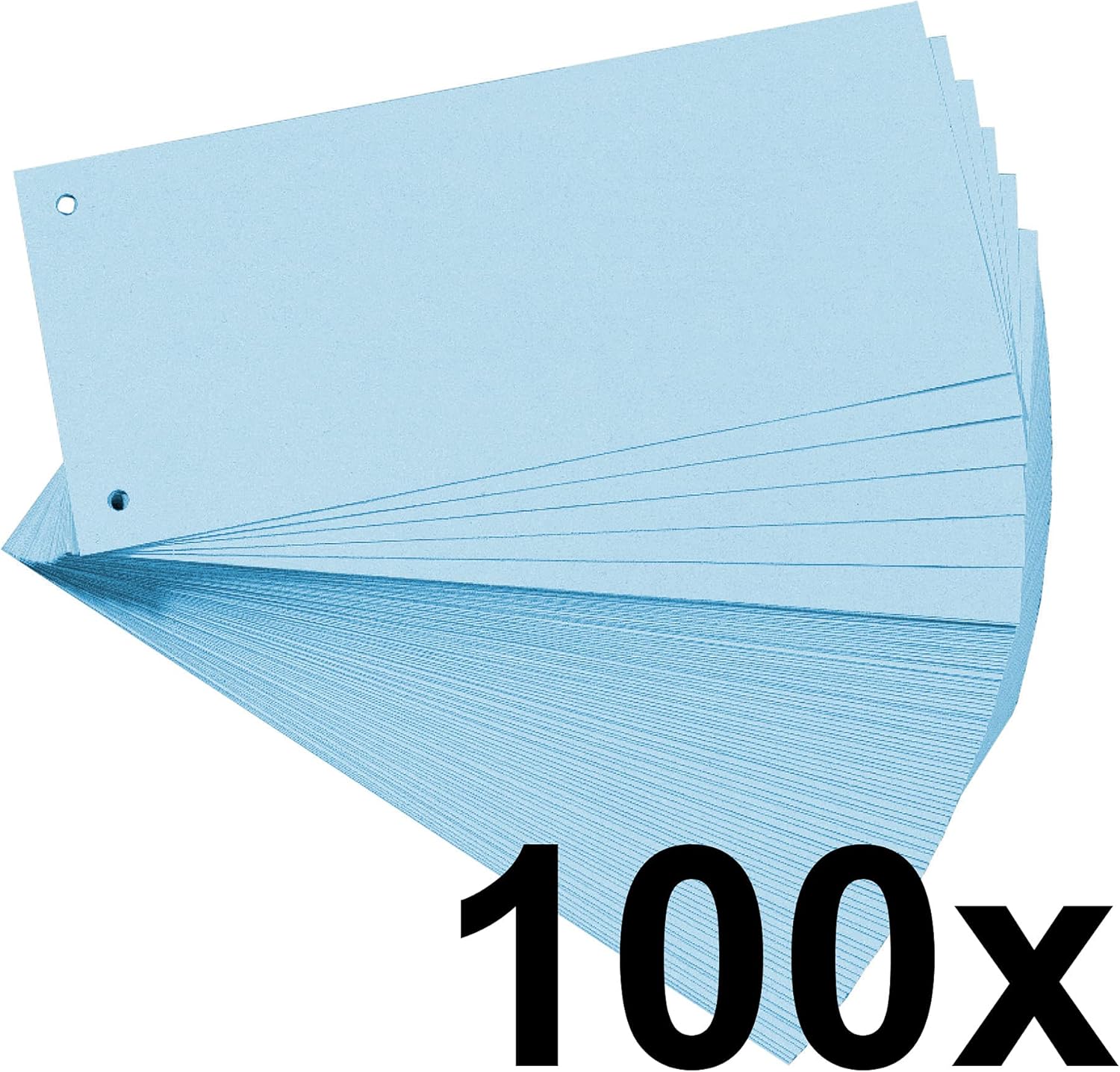 Exacompta - Ref 13315B - Bristol Card Punched Dividers (Pack of 100) - 105 x 240mm, 180gsm Paper, 2-Hole Punched, Horizontal, Organise A4 Documents - Blue Colour