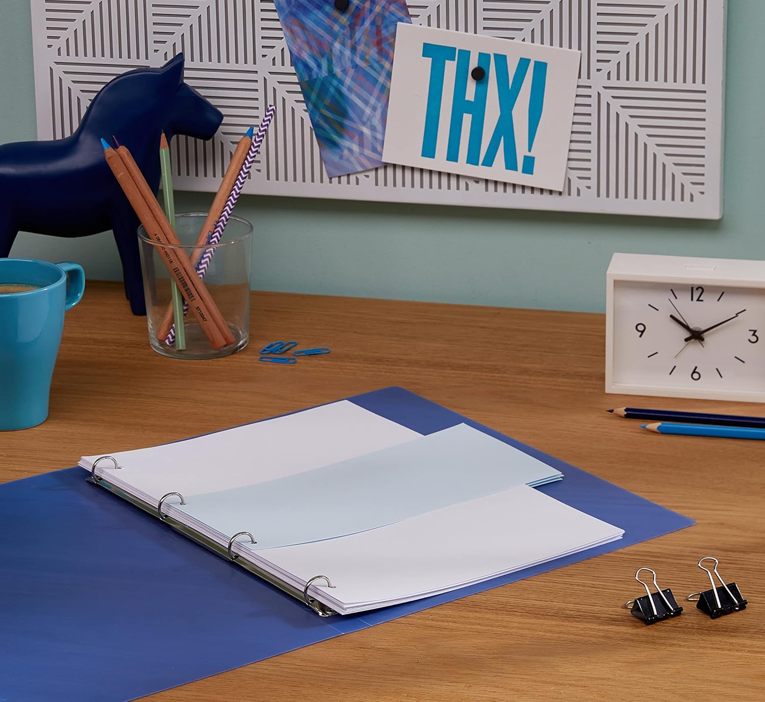 Exacompta - Ref 13315B - Bristol Card Punched Dividers (Pack of 100) - 105 x 240mm, 180gsm Paper, 2-Hole Punched, Horizontal, Organise A4 Documents - Blue Colour