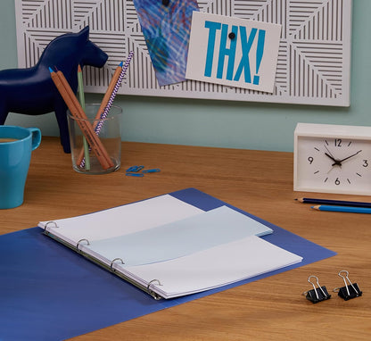 Exacompta - Ref 13315B - Bristol Card Punched Dividers (Pack of 100) - 105 x 240mm, 180gsm Paper, 2-Hole Punched, Horizontal, Organise A4 Documents - Blue Colour