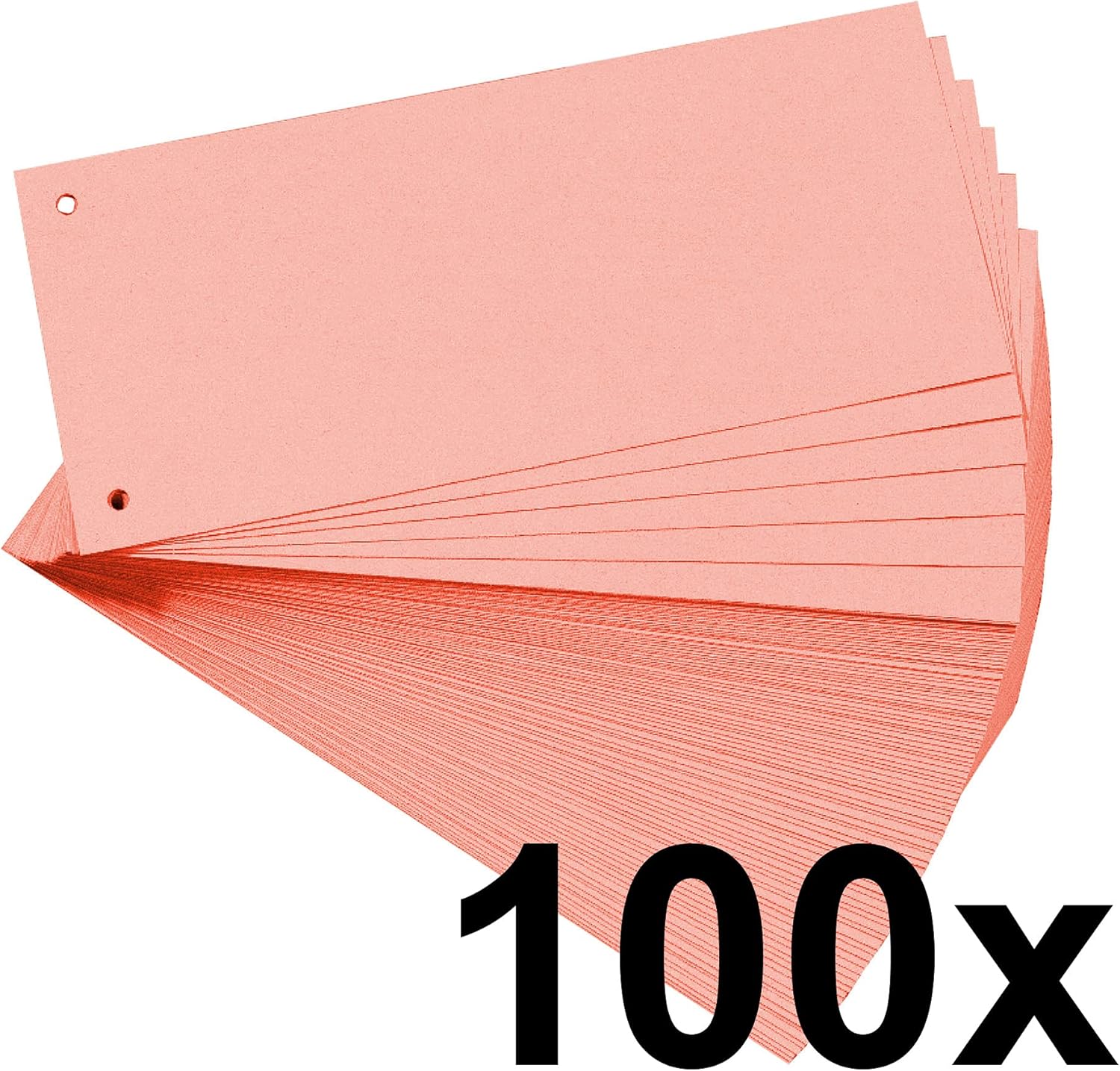 Exacompta - Ref 13335B - Bristol Card Punched Dividers (Pack of 100) - 105 x 240mm, 180gsm Paper, 2-Hole Punched, Horizontal, Organise A4 Documents - Pink Colour