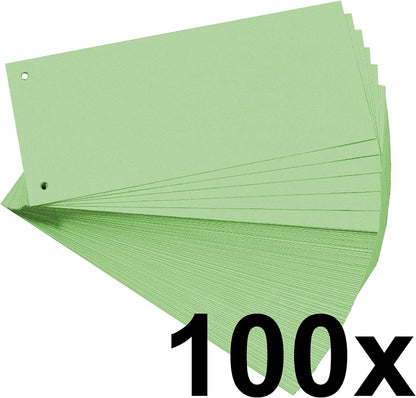 Exacompta - Ref 13345B - Bristol Card Punched Dividers (Pack of 100) - 105 x 240mm, 180gsm Paper, 2-Hole Punched, Horizontal, Organise A4 Documents - Green Colour