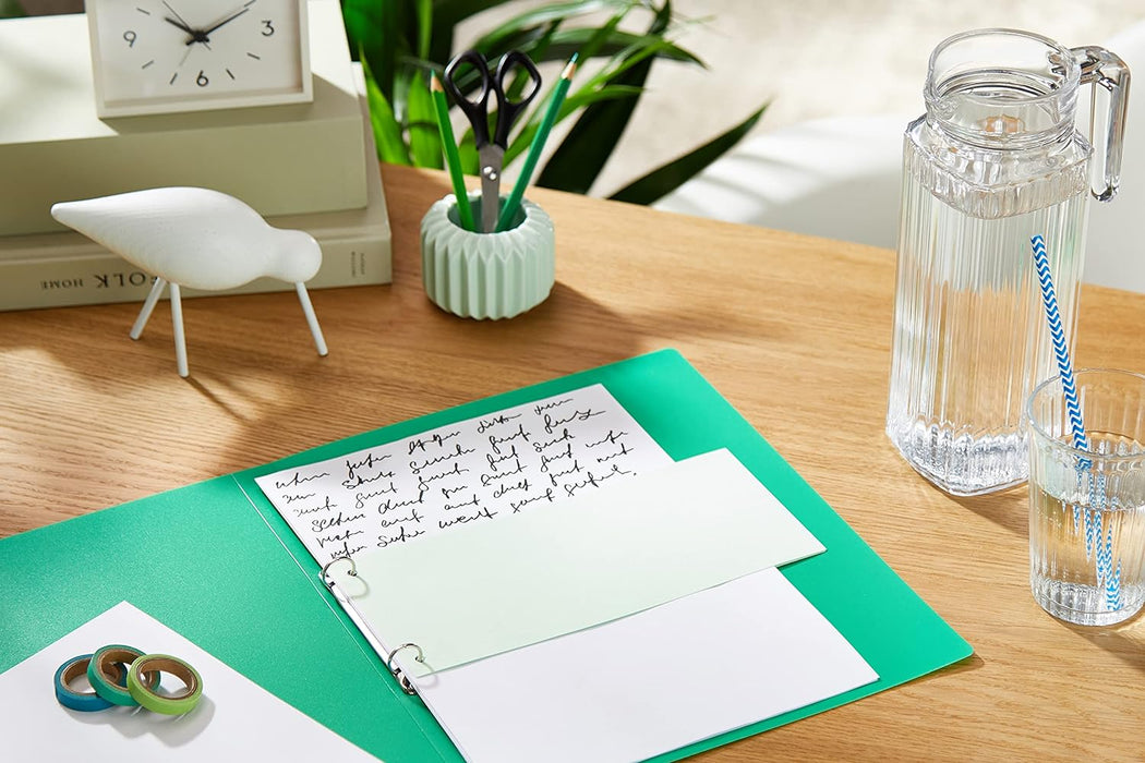 Exacompta - Ref 13345B - Bristol Card Punched Dividers (Pack of 100) - 105 x 240mm, 180gsm Paper, 2-Hole Punched, Horizontal, Organise A4 Documents - Green Colour