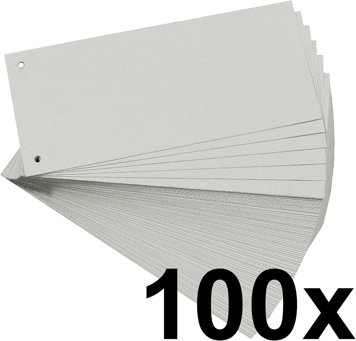 Exacompta - Ref 13385B - Bristol Card Punched Dividers (Pack of 100) - 105 x 240mm, 180gsm Paper, 2-Hole Punched, Horizontal, Organise A4 Documents - Grey Colour