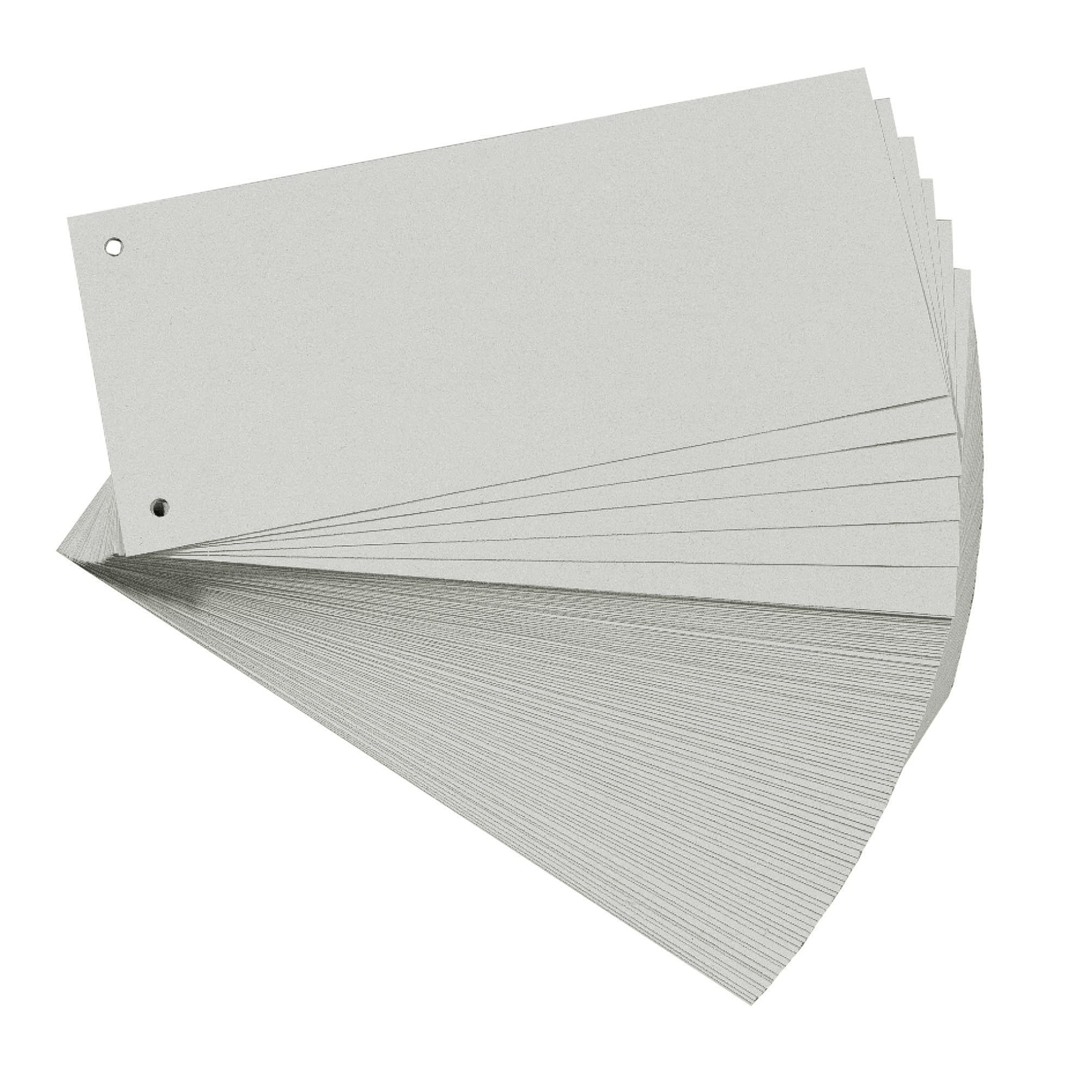 Exacompta - Ref 13385B - Bristol Card Punched Dividers (Pack of 100) - 105 x 240mm, 180gsm Paper, 2-Hole Punched, Horizontal, Organise A4 Documents - Grey Colour