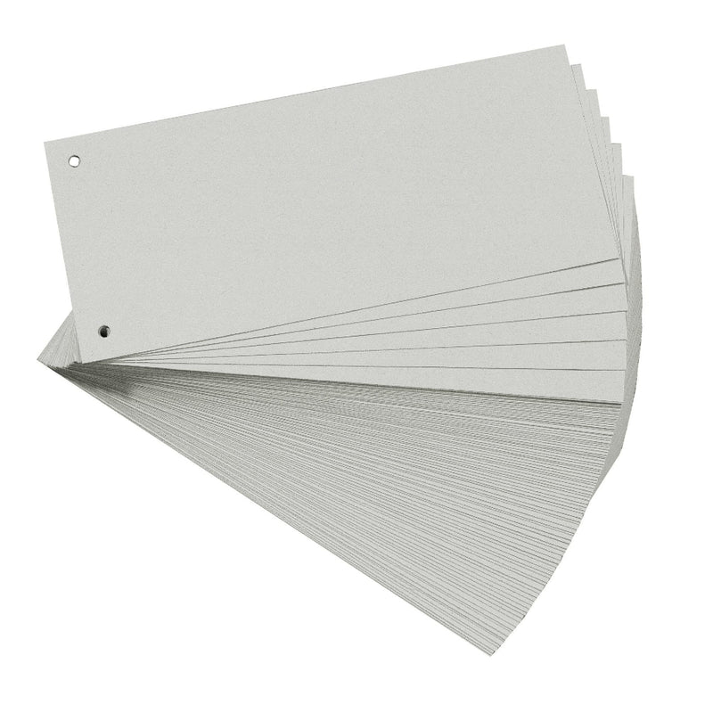 Exacompta - Ref 13385B - Bristol Card Punched Dividers (Pack of 100) - 105 x 240mm, 180gsm Paper, 2-Hole Punched, Horizontal, Organise A4 Documents - Grey Colour