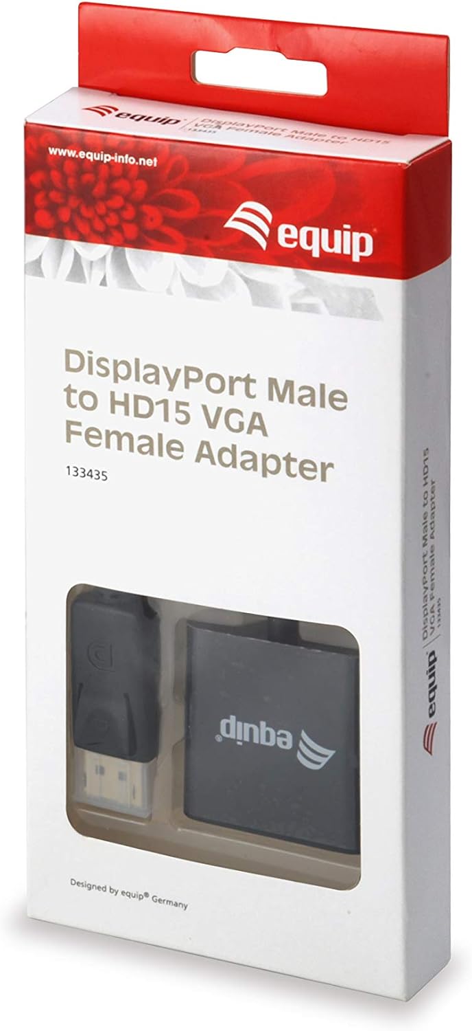 equip DisplayPort to HD15 VGA Adapter, 15 cm – Cable Interface/Gender Adapter (15 cm, DisplayPort, VGA, 0.15 m, Black