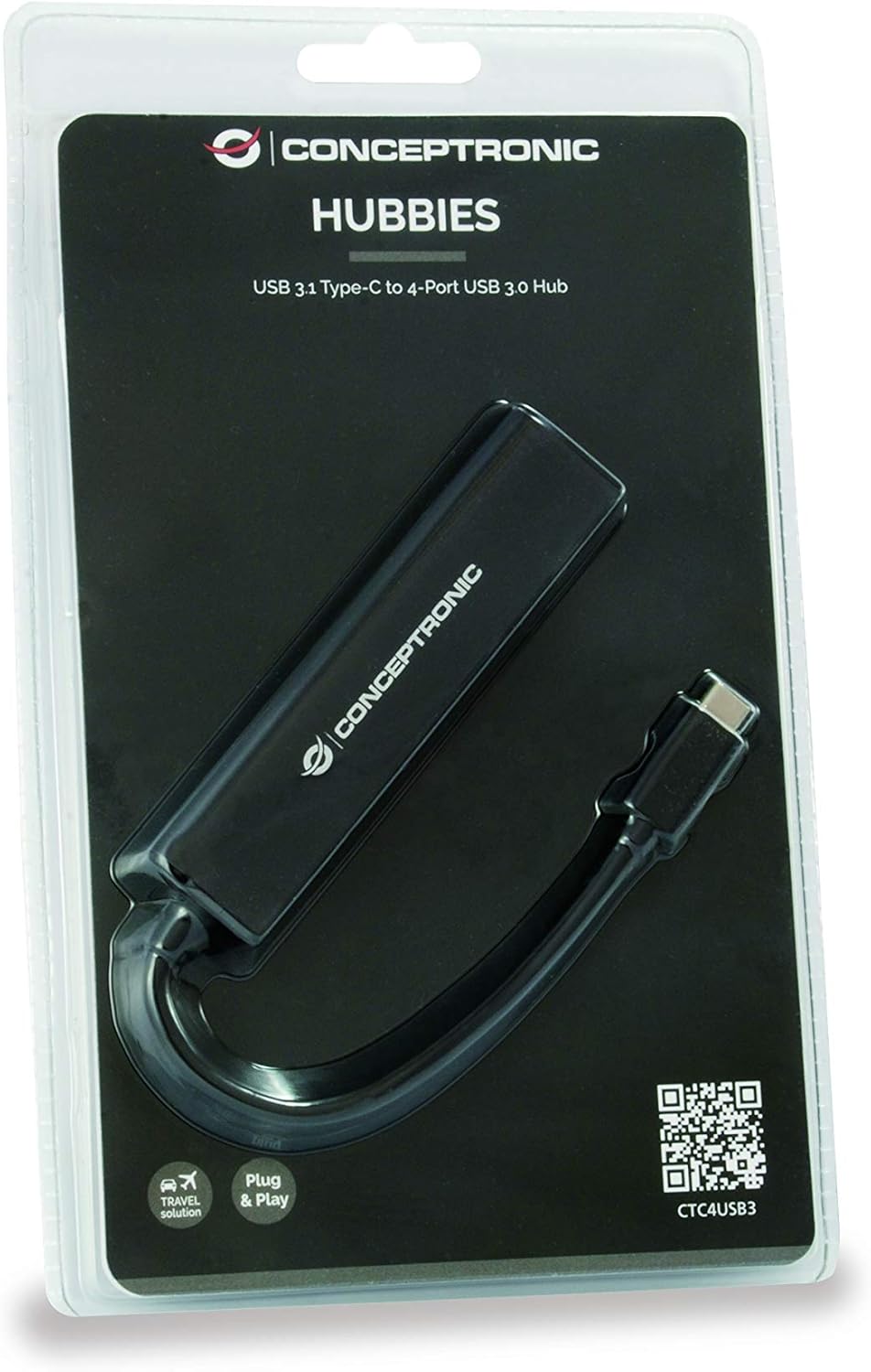 Conceptronic CTC4USB3 - USB C to 4 Port Hub USB 3. 0 - Small Design - Plug and Play