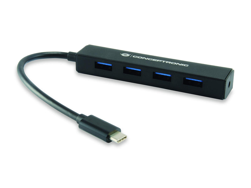 Conceptronic CTC4USB3 - USB C to 4 Port Hub USB 3. 0 - Small Design - Plug and Play
