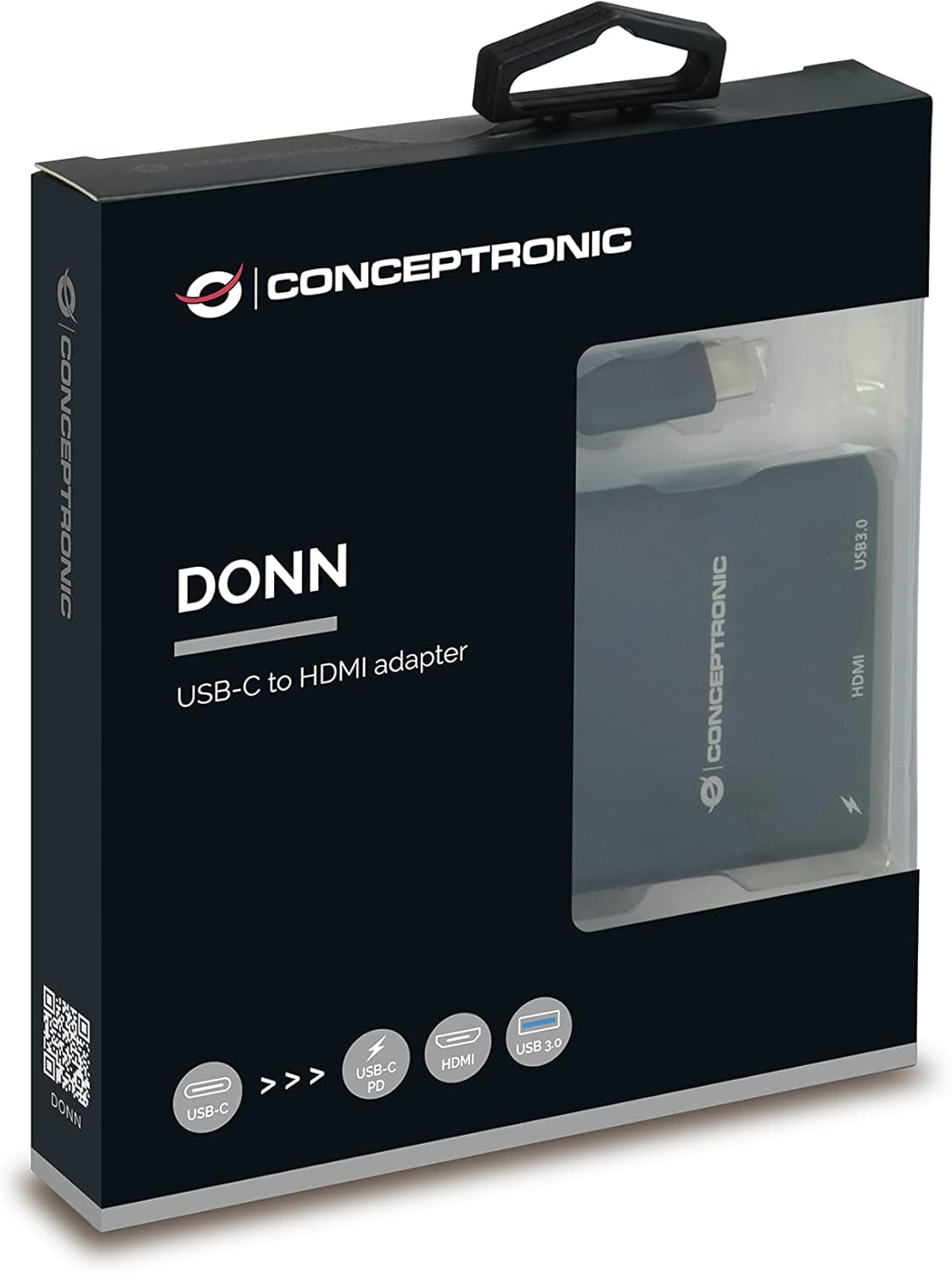 Conceptronic DONN01B USB-C ZU -HDMI-Adapter, Schwarz