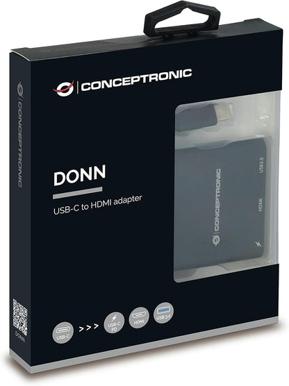Conceptronic DONN01B USB-C ZU -HDMI-Adapter, Schwarz