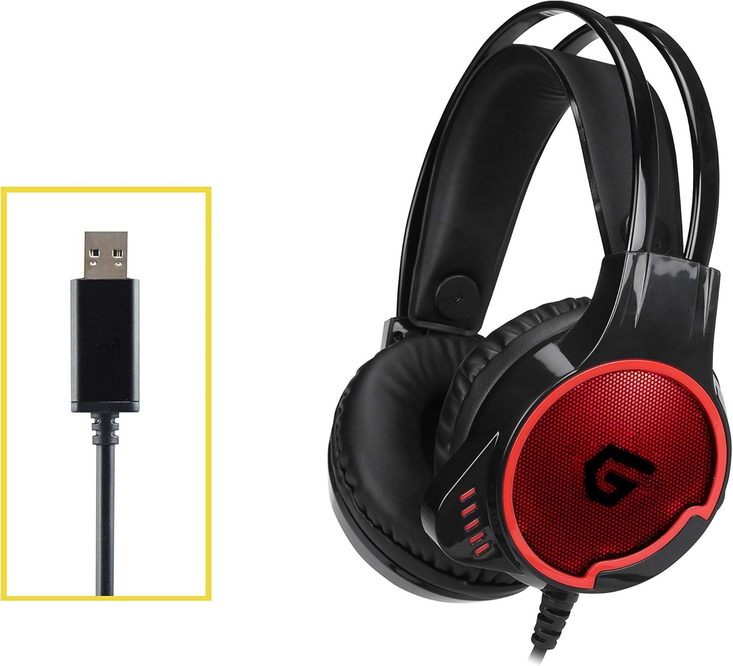 Conceptronic ATHAN01B 7.1-Channel Surround Sound Gaming USB Headset, Black/Red