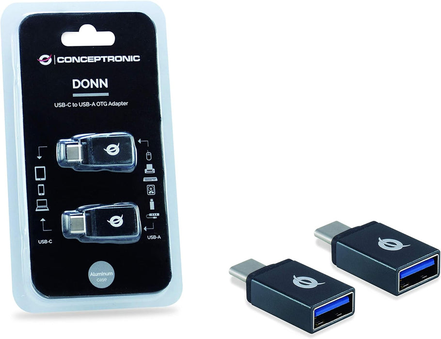 Conceptronic DONN03G OTG Adapter for USB-C to USB-A Pack of 2