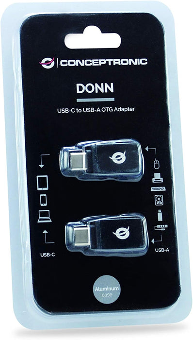 Conceptronic DONN03G OTG Adapter for USB-C to USB-A Pack of 2