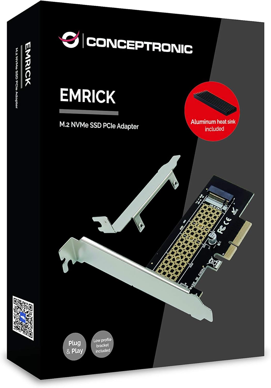 Conceptronic EMRICK05BS M.2 NVMe SSD PCIe Adapter