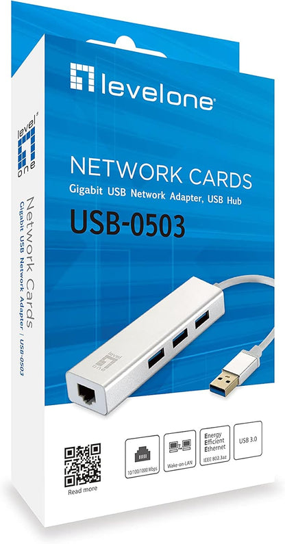 LevelOne USB Hub 3-Port Wake-on-LAN USB-0503 V 3 Network Adapter