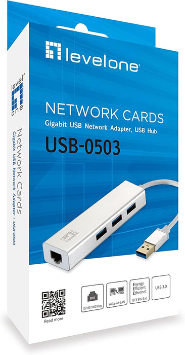 LevelOne USB Hub 3-Port Wake-on-LAN USB-0503 V 3 Network Adapter
